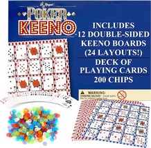 Poker Keeno Bulk Game Set Includes 12 Two Sided Boards 200 Scoring Chips 1 Deck  - £27.63 GBP