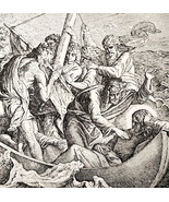 1922 Jesus &amp; Apostles On The Stormy Sea Wood Engraving Bible Story Vinta... - $368.14 MXN