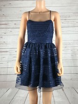 Emerald Sundae Juniors&#39; Navy Blue Illusion Sequin Lace Skater Dress Nwt 5 - £14.45 GBP