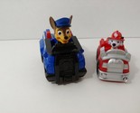 Paw patrol racer Marshall Fire truck attached figure Chase in police car... - $10.39