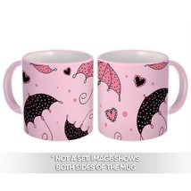 Dotted Umbrellas : Gift Mug Hearts Pink Pattern Rain Baby Shower Girlish Room De - £12.70 GBP+