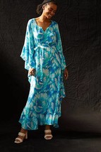 New Anthropologie Bel Kazan Floral Kaftan $150 Onesize Blue/Green Resortwear - £84.57 GBP