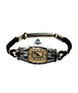 Antique Art Deco Bulova  Diamond Emerald &amp; 14K White Gold Ladies Watch - £383.14 GBP