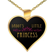 Father And Daughter Necklace-Daddy&#39;s Little Princess-Heart Gold Plated Necklace - £15.69 GBP