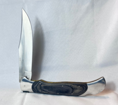 Oversized Timber Rattler Knife Single Blade Folding Wood Handle Scarab L... - £62.53 GBP