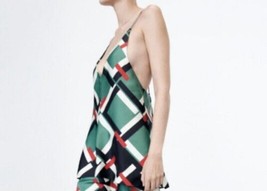 Zara Geometric Print Top XS Green  Black Red Multi Color Sleeveless 8509/255 - £26.69 GBP