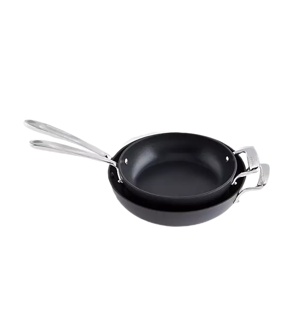 Primary image for All-clad Essentials 8.5"  and 10.5" Non-Stick Fry Pan Set w/All-clad oven mitts