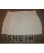 Shein Womens Jean Mini Skirt White Small Denim Frayed Hem - $20.44 CAD