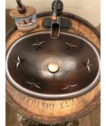 19&quot; Oval Copper Bathroom Drop In Sink with Texas Star Design, Drain Incl... - $199.95