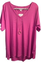 NEW LuLaRoe 3XL Bright Pink Christy Ribbed V-Neck Tee - $37.61