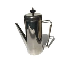 Vintage Art Deco Style Silver Plated Geometric Lines Coffee Teapot 8 1/2... - $144.98