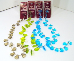 Lot of Four Fashion Glass Beads 12&quot; Strands 16mm Aqua (2) Jet (1) Green (1) - £7.95 GBP