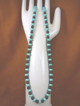 (v326-110) 16&quot; long Chinese turquoise + dark red Garnet bead gemstone Necklace - £46.16 GBP