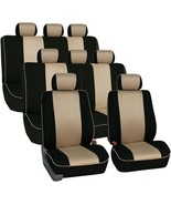FH Group Car Seat Covers Waterproof Full Set + 3rd row Neoprene Beige/Black - €86,97 EUR
