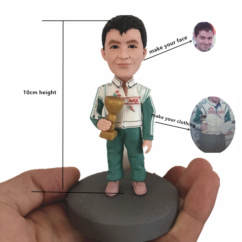 Custom Racer Figurines with Trophy Football Basketball Hockey Player Boxing 3D - £71.92 GBP