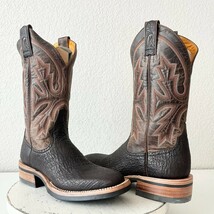 NEW Rod Patrick Mens Cowboy Boots 6.5 B Brown Shark Leather Western Squa... - $391.05