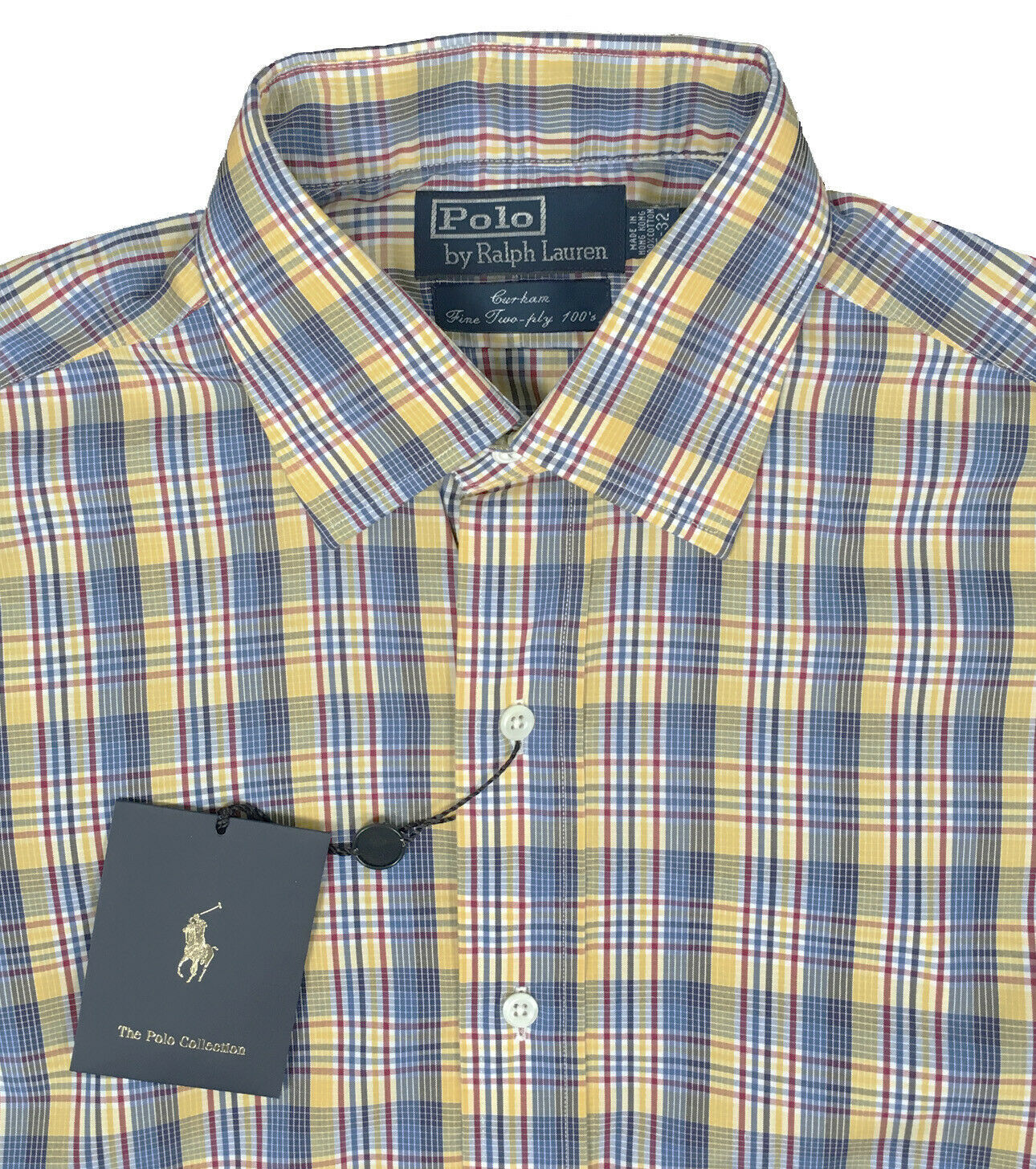 NEW Polo Ralph Lauren Shirt! Yellow Plaid  Curham Style Fine 2 Ply 100&#39;s... - $44.99