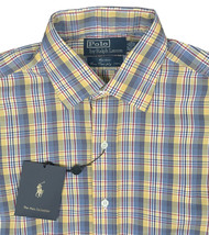 NEW Polo Ralph Lauren Shirt! Yellow Plaid  Curham Style Fine 2 Ply 100&#39;s Cotton - £35.96 GBP