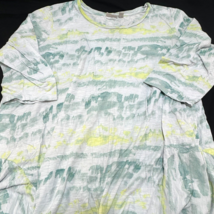 LOGO Lori Goldstein Shirt Womens Top Sz 3X Shark Bite Tye Die White Green Yellow - £14.39 GBP