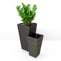 DTY Signature 2-Pack Self-watering Planter - Hand Woven Wicker - Square - Espres - £201.00 GBP