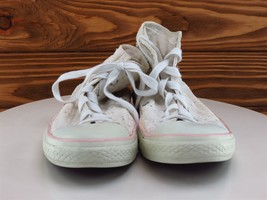 Converse Sz 4 Shoes Girls Youth Sneaker White Fabric Lace Up - $21.56