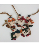 Vintage Unbranded Set Of 5 Happy Snowman 3" Christmas Ornaments - €8,22 EUR