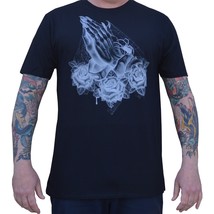 Lowbrow Art Prey Tattoo Praying Hands Black Cotton Tee T-Shirt S-M-L-XL-... - $25.95