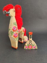 Vintage Russian Wooden Doll Boy with Balalaida &amp; Handmade Wooden Horse Handmade - £14.82 GBP