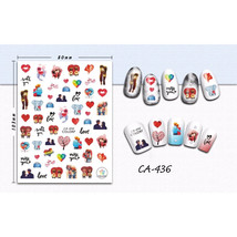 Nail art 3D stickers decal couple in love red heart elephant tree love C... - £2.50 GBP