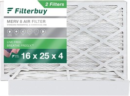 Filterbuy 16X25X4 Air Filter Merv 8, Actual Size: 15.50 X 24.50 X 3.63 Inches - £40.28 GBP