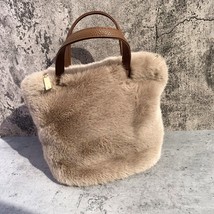 Fashion Women Solid Color Shoulder Bag 2021 Winter Soft Plush Bucket Bag Faux Sh - £26.48 GBP