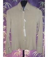 NWT Cotton Belt Caramel Brown Jersey Button Down Shirt Misses Size Large - £19.66 GBP