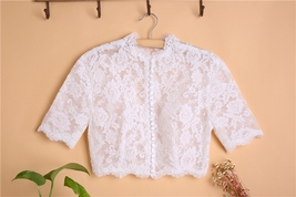 Button Down Short Sleeve Lace Tops Boho Wedding Custom Crop Lace Top image 1