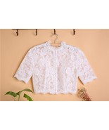Button Down Short Sleeve Lace Tops Boho Wedding Custom Crop Lace Top - $82.04 CAD