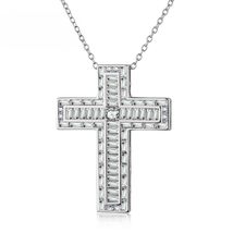 Vintage Style 925 Silver Cross Pendant Necklace - £34.37 GBP