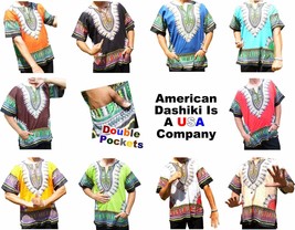 DASHIKIS Exclusive &#39;American Dashiki&#39; Brand Mens 100% Cotton (A U.S. Company) - £11.18 GBP