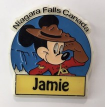 Vtg Walt Disney Plastic Niagara Falls Canada Personalized ~ Jamie ~ Mickey Pin - £11.94 GBP