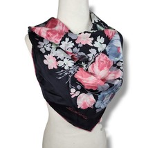 Lauren Ralph Lauren Silk Scarf Hand Rolled Floral Pastel Pink Black 35&quot; ... - £61.23 GBP