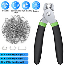 Durable Hog Ring Pliers Kit With 240Pcs Rings Tool Set For Seat Cover Upholstery - £27.96 GBP