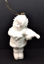Vtg Christmas Tree Ornament Snow Covered Girl Playing Violin Porcelain Bisque - £14.95 GBP