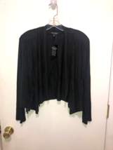 About A Girl Faux Suede Fringe Trim Open Front Sweater Cardigan Jacket S... - $19.79