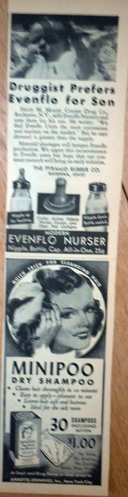 Evenflo &amp; Minipoo Shampoo Small Magazine Advertising Print Ad Art 1940s - $3.99