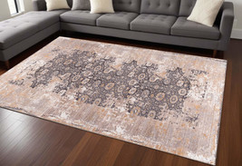 4&#39; X 6&#39; Gray and Ivory Oriental Power Loom Area Rug - £194.39 GBP+