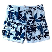 Mossimo Men’s White Blue Floral Lined Swim Trunks Size Large Drawstring ... - $13.54 CAD