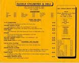Bagels Unlimited &amp; Deli Menu University Ave Gainesville Florida 1980&#39;s - £14.28 GBP