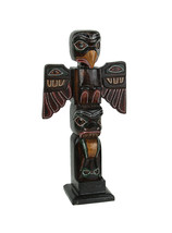 Scratch &amp; Dent Hand Crafted Dot Painted Wooden Eagle Totem with Wings 12 In. - £23.80 GBP