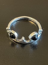 Black Onyx Stone S925 Silver Woman Crown Ring Size 7 - £10.26 GBP