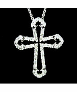 CROSS Clear Stones STERLING SILVER NECKLACE Vintage Pendant 925 Chain 18... - $28.70