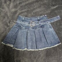 Dolls Kill Delia's Belted Denim Plated Mini Skirt, XS - $29.99 Dolls Kill Delia's Belted Denim Plated Mini Skirt, XS - $29.99