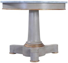 Center Table Cocktail Julian White Marble Top Pewter Gray Gold Wood Pedestal - $1,789.00